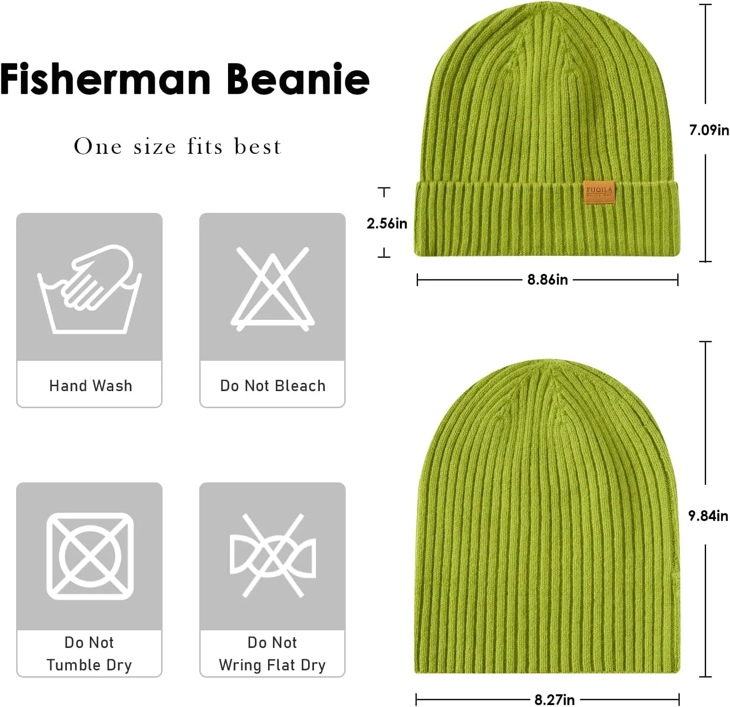 100% Merino Wool Fisherman Beanie Hat, Unisex Warm Winter Hats, Soft Breathable Knitted Short Cuffed Cap