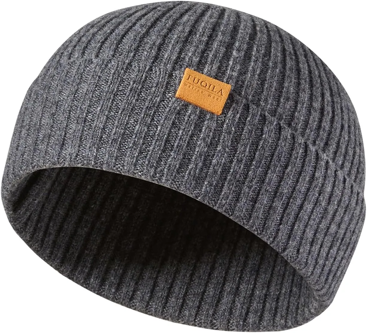 100% Merino Wool Fisherman Beanie Hat, Unisex Warm Winter Hats, Soft Breathable Knitted Short Cuffed Cap