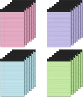 24 Pack Note Pads 5x8, Narrow Ruled Legal Pad, Multicolor Small Notepads, 30 Sheet/Notepad, Colored Legal Pads, Pink Legal Pad, Purple Notepad, Perforated Lined Note Pads for College, Office, Home