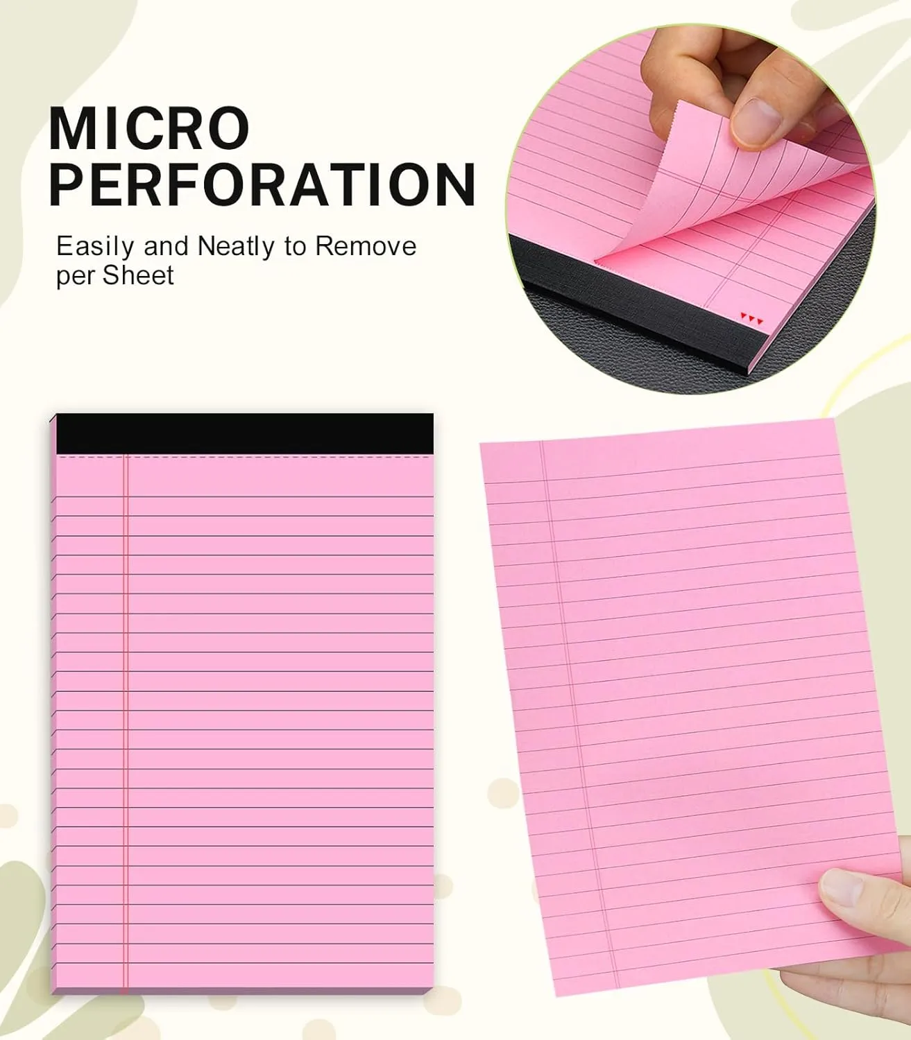 24 Pack Note Pads 5x8, Narrow Ruled Legal Pad, Multicolor Small Notepads, 30 Sheet/Notepad, Colored Legal Pads, Pink Legal Pad, Purple Notepad, Perforated Lined Note Pads for College, Office, Home