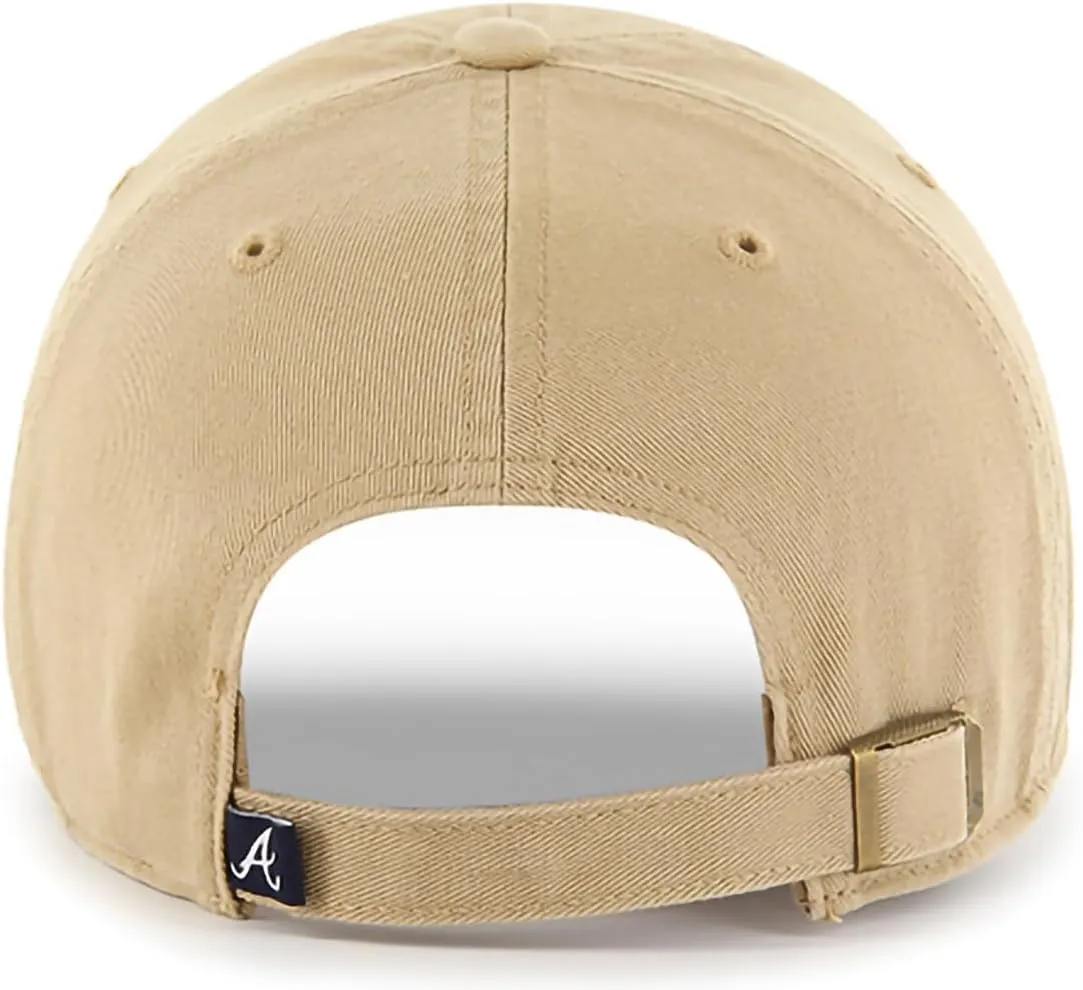 47 Brand MLB Khaki Primary Logo Clean Up Adjustable Strap Baseball Dad Hat Cap, Adult One Size Fits All