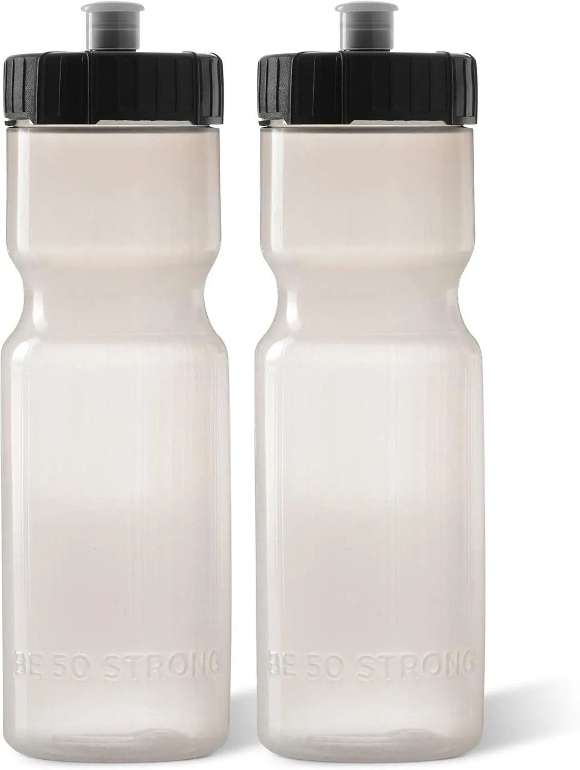 50 Strong Sports Water Bottles  Reusable 22 oz BPA-Free Plastic Bottles with Pull Top Cap  Made in USA  Top Rack Dishwasher Safe  Fits Most Bike Cages Brand