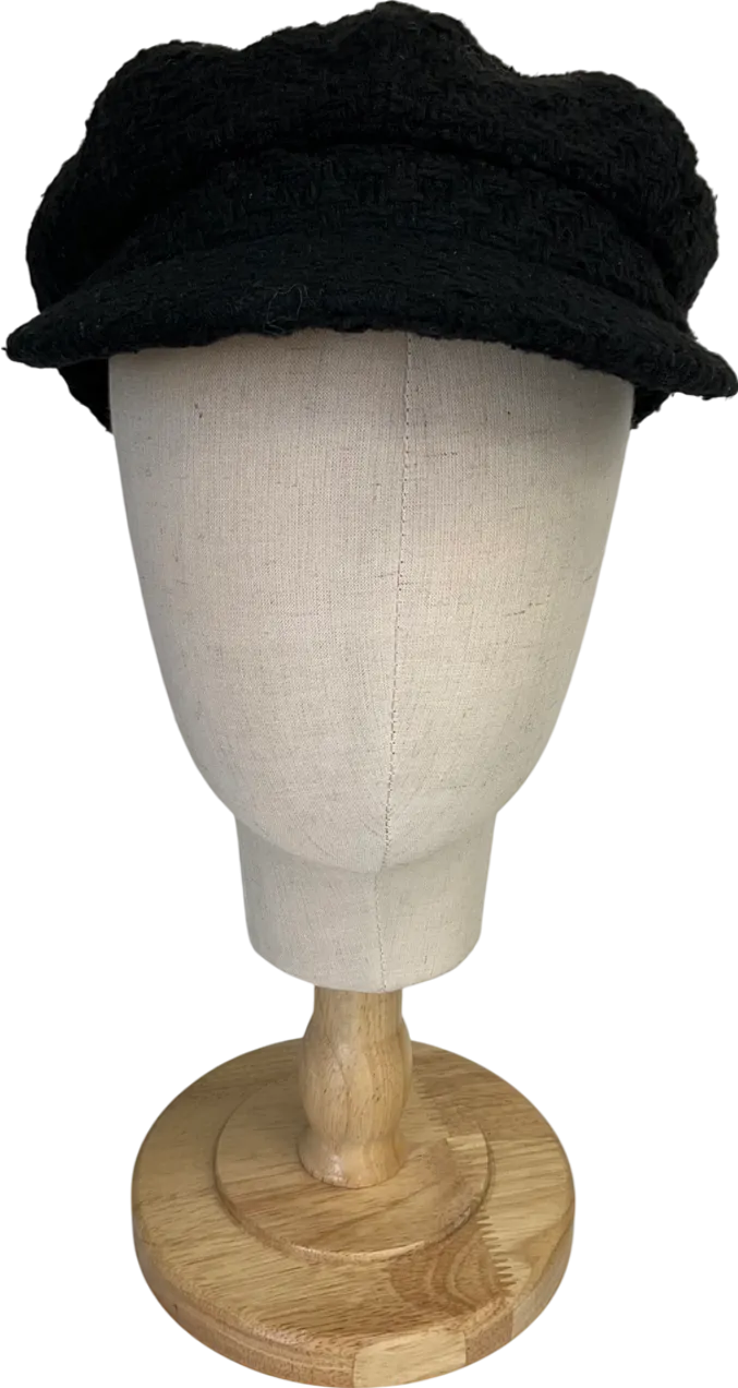 Accessorize Black Knitted Baker Boy Hat One Size
