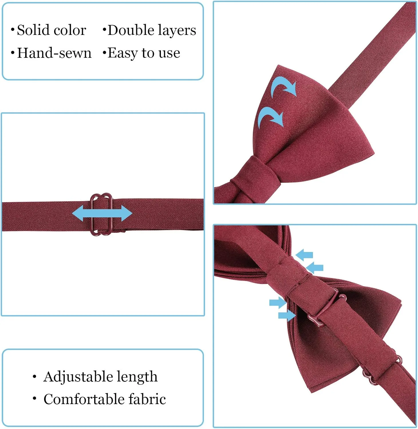 AWAYTR Boys Child Kids Bow ties - Adjustable Pre Tied Solid Color Wedding Party Bowties (Black)