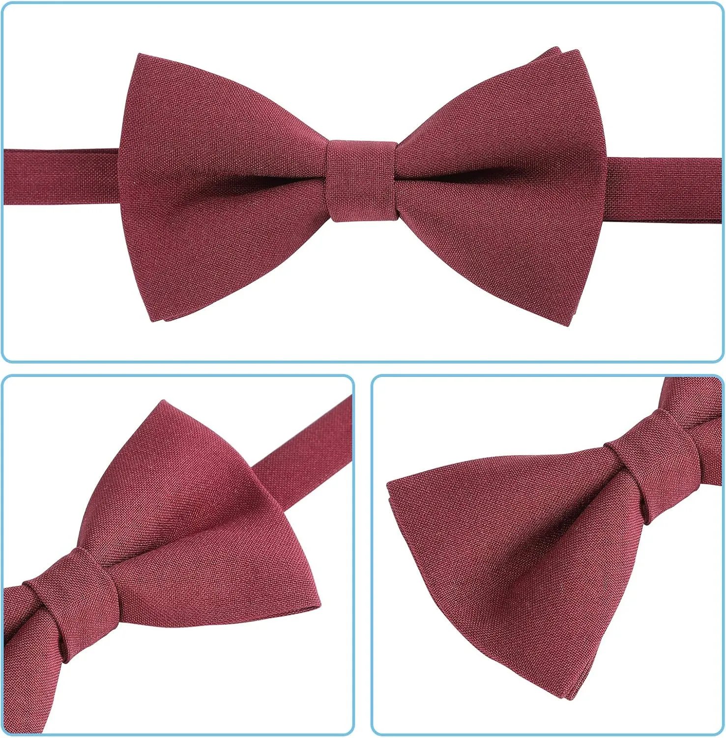 AWAYTR Boys Child Kids Bow ties - Adjustable Pre Tied Solid Color Wedding Party Bowties (Black)