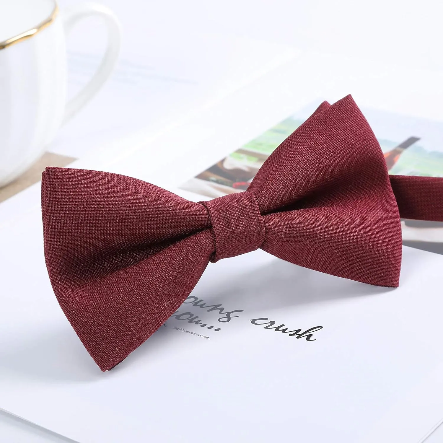AWAYTR Boys Child Kids Bow ties - Adjustable Pre Tied Solid Color Wedding Party Bowties (Black)