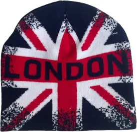 BAIMORE UK English Union Jack Flag Knitted Hat Skull Cap Winter Warm Acrylic Wool Beanie for Men Women