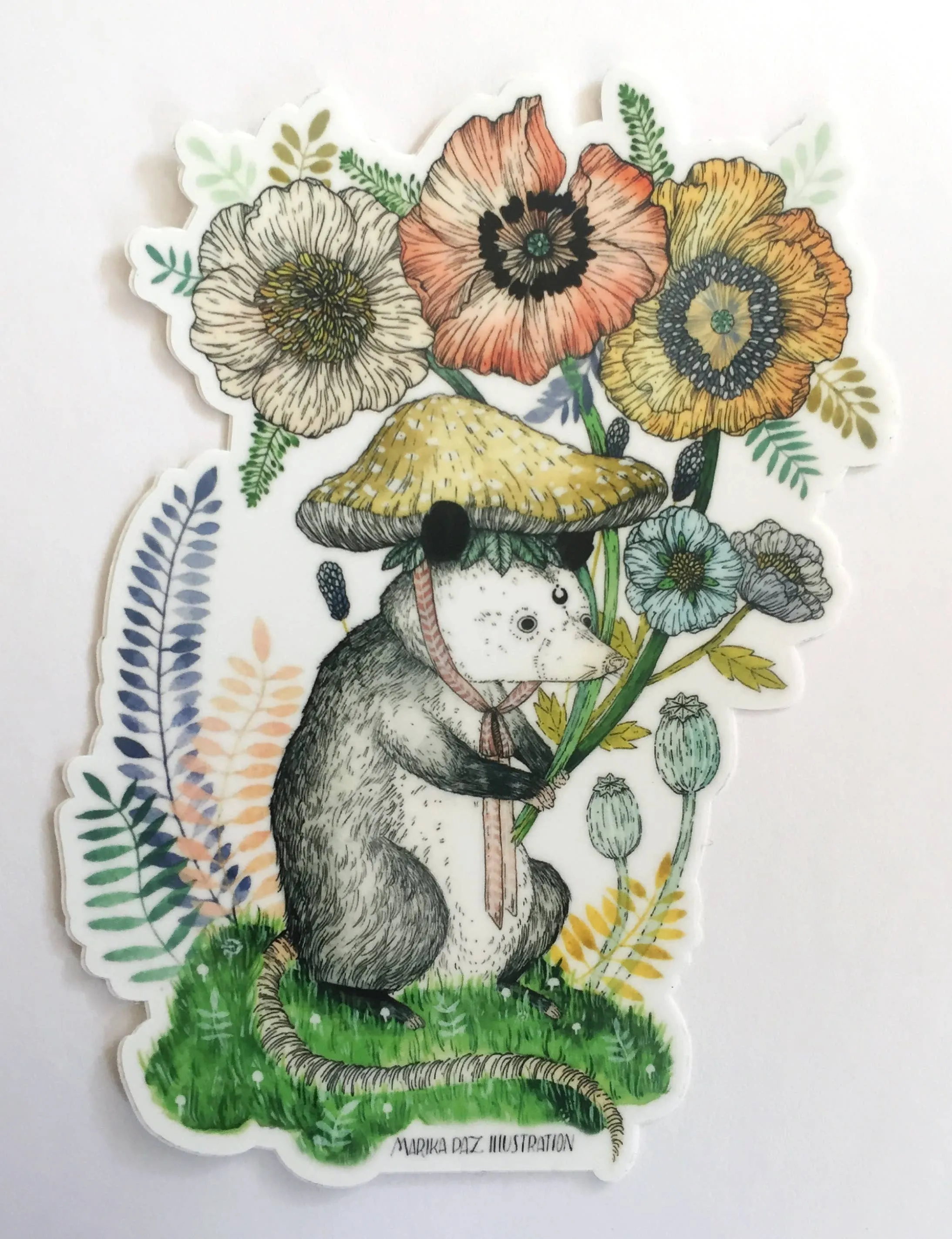 Bloom Lover Possum Vinyl Sticker