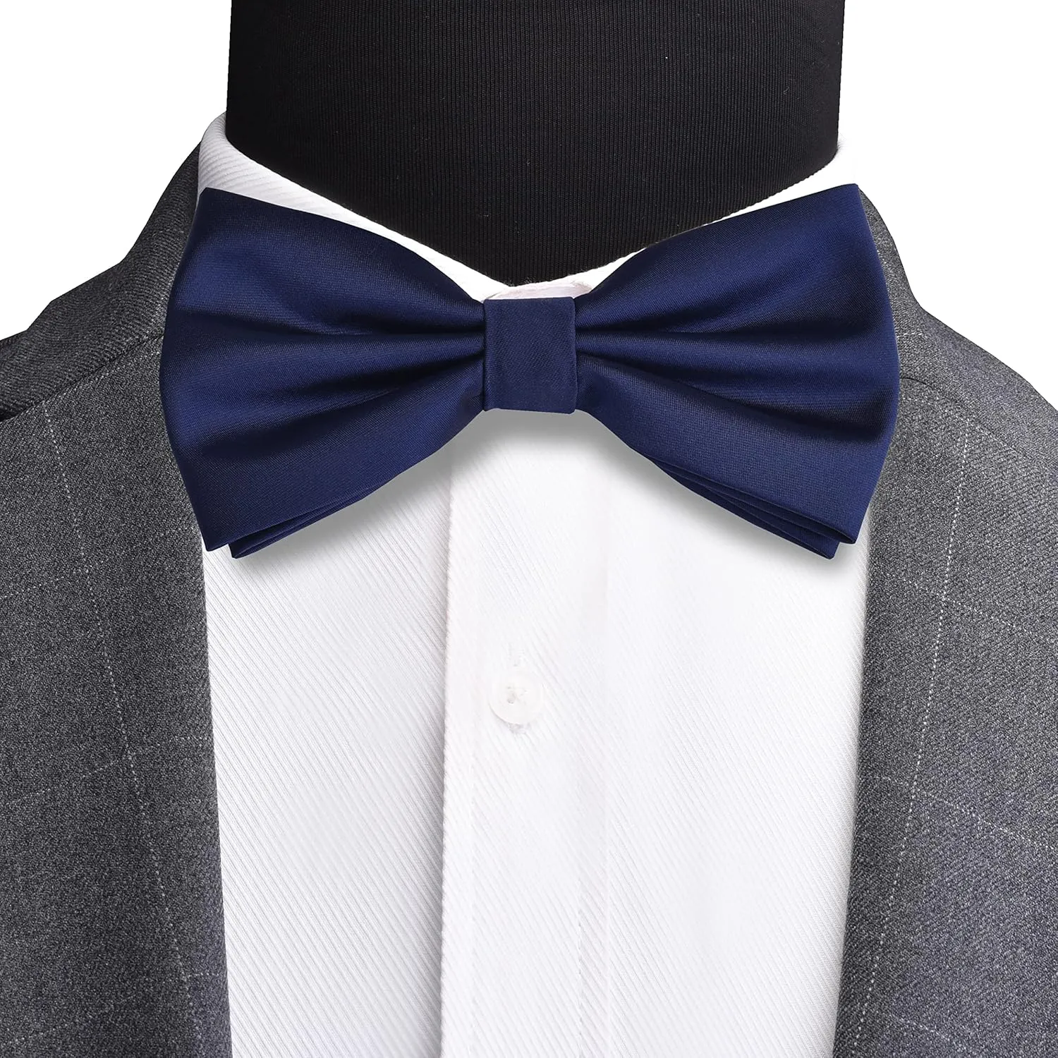 Branduce Mens Solid Color Double Fold Pre-tied Bow Tie and Pocket Square Set