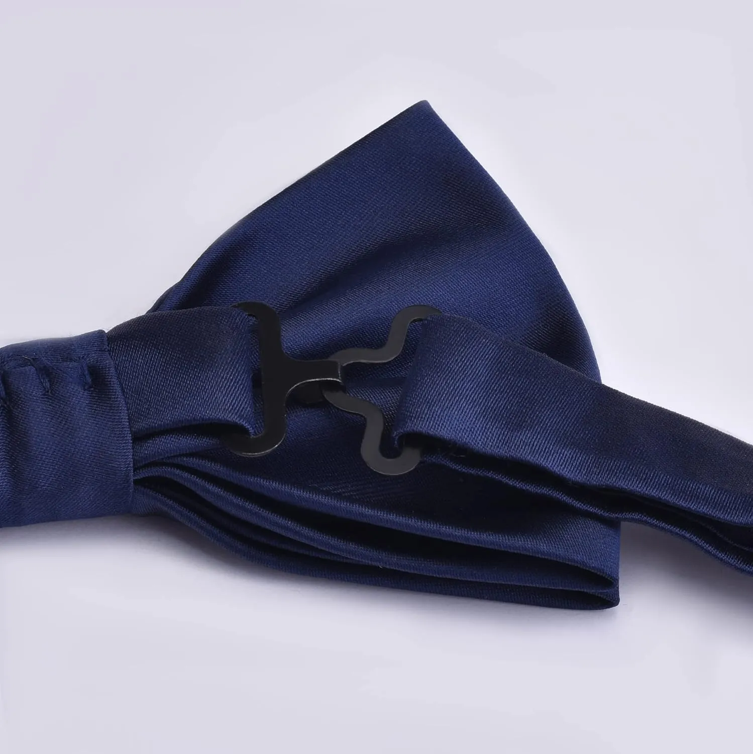 Branduce Mens Solid Color Double Fold Pre-tied Bow Tie and Pocket Square Set