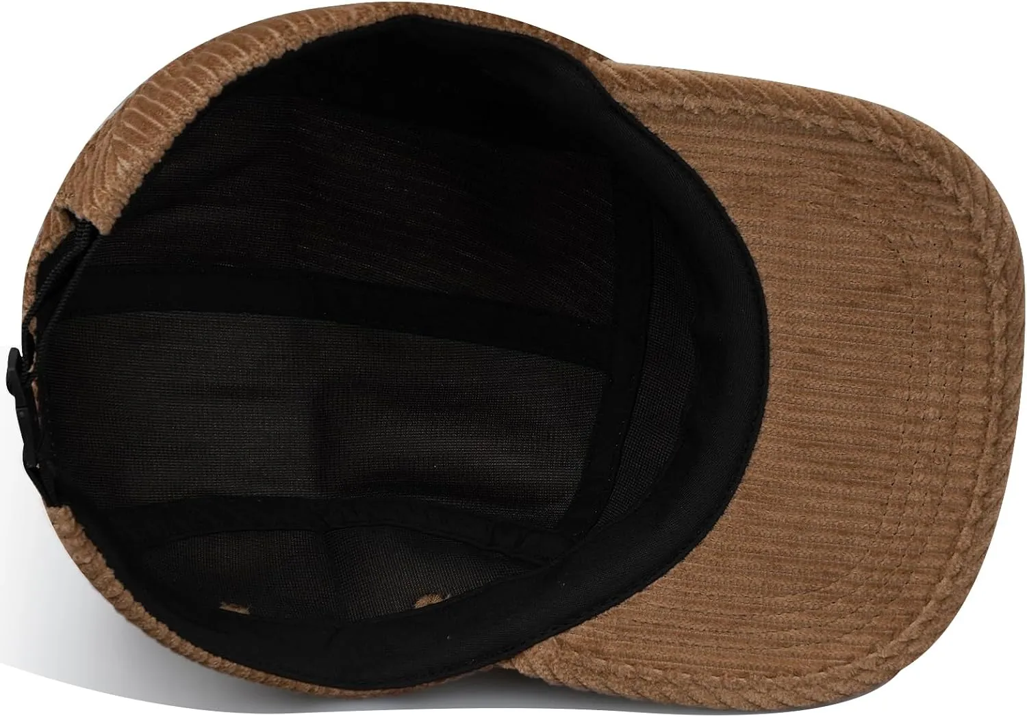 CLAPE Snapback 5 Panel Baseball Cap, Corduroy Breathable Flat Brim Trucker Hat Adjustable Unstructured Dad Hat Ball Caps
