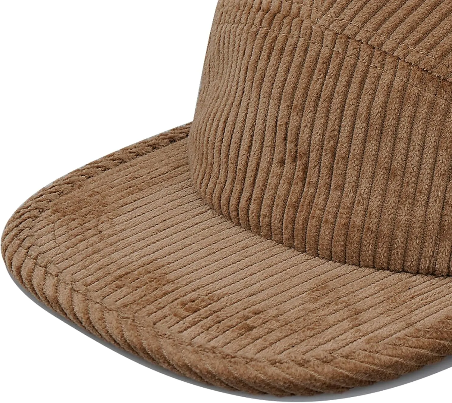 CLAPE Snapback 5 Panel Baseball Cap, Corduroy Breathable Flat Brim Trucker Hat Adjustable Unstructured Dad Hat Ball Caps