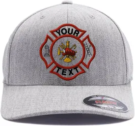 Custom Embroidered Firefighter hat. Flex Baseball 6277/6477 Baseball Cap. Firefighter Maltese Cross Flex Baseball hat