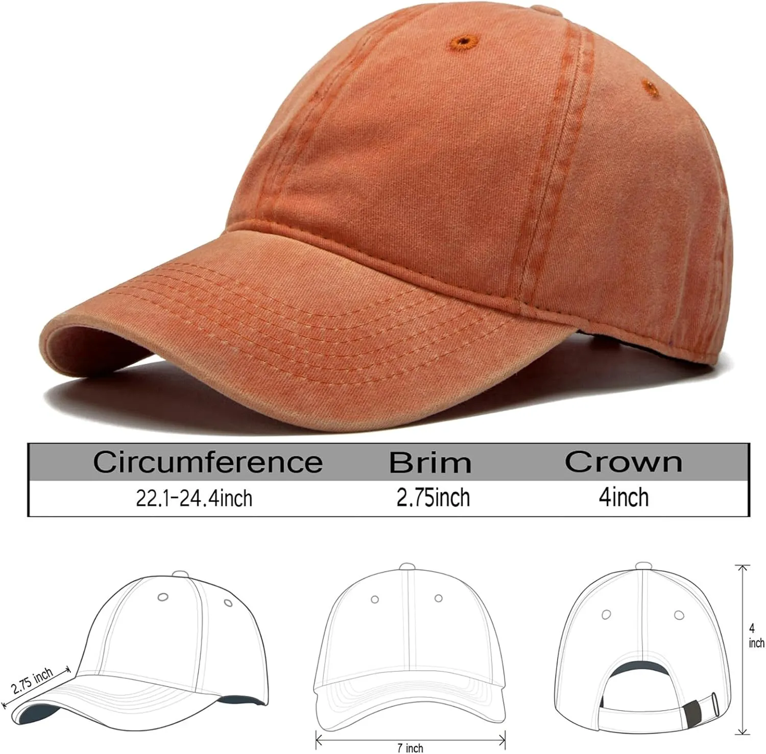 Edoneery Men Women Baseball Cap-Low Profile Adjustable Washed Cotton Golf Dad Hat