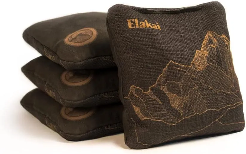 Elakai Cornhole Bags All Weather Dual Sided Slick and Stick Regulation Size and Weight Set of 4 Regulation 6 in x 6 in