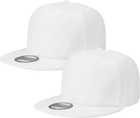 Falari 2-Pack Classic Snapback Hat Cap Flat Bill Blank Solid Color Adjustable Size Hip Hop Style