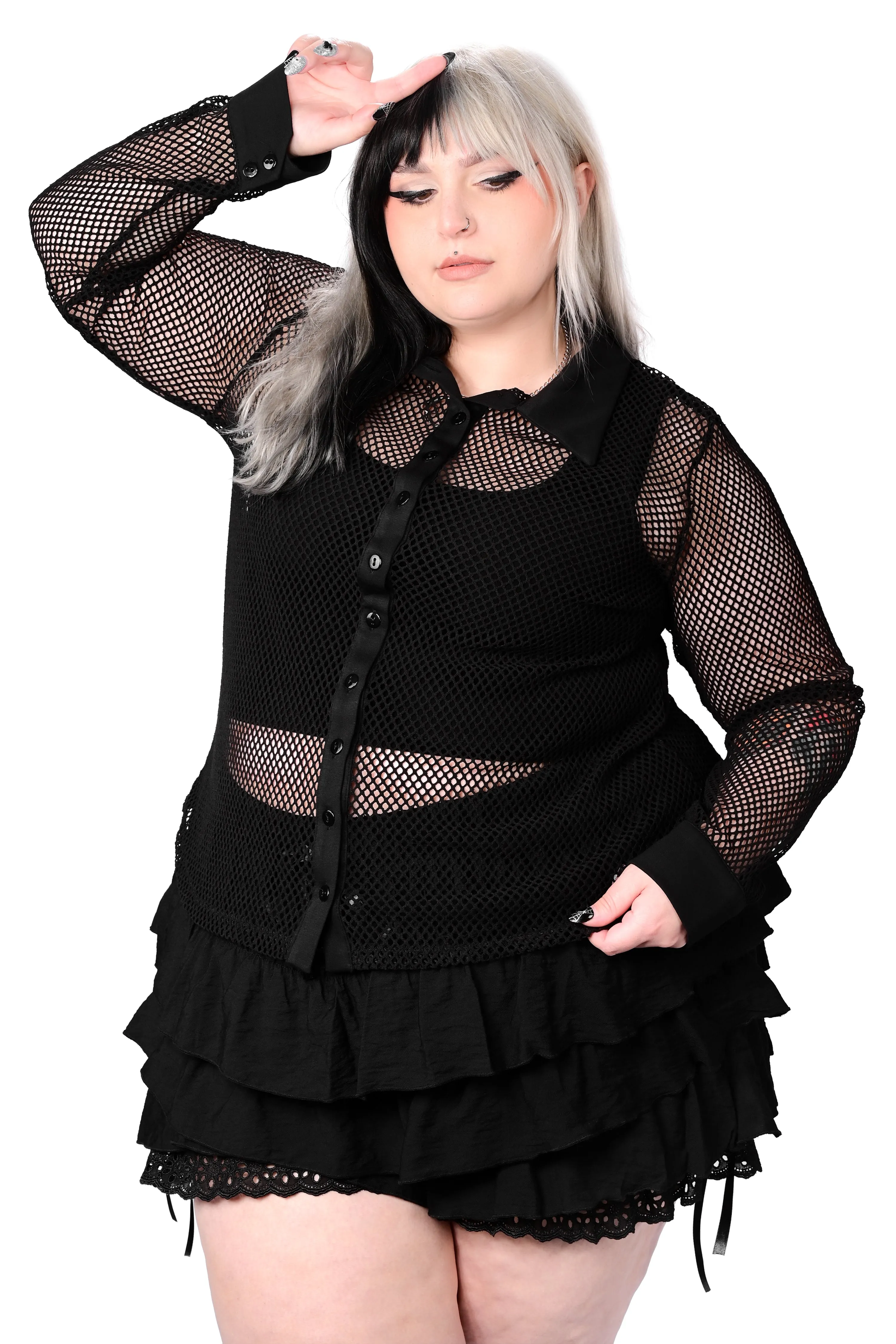 Fishnet Button Up Shirt