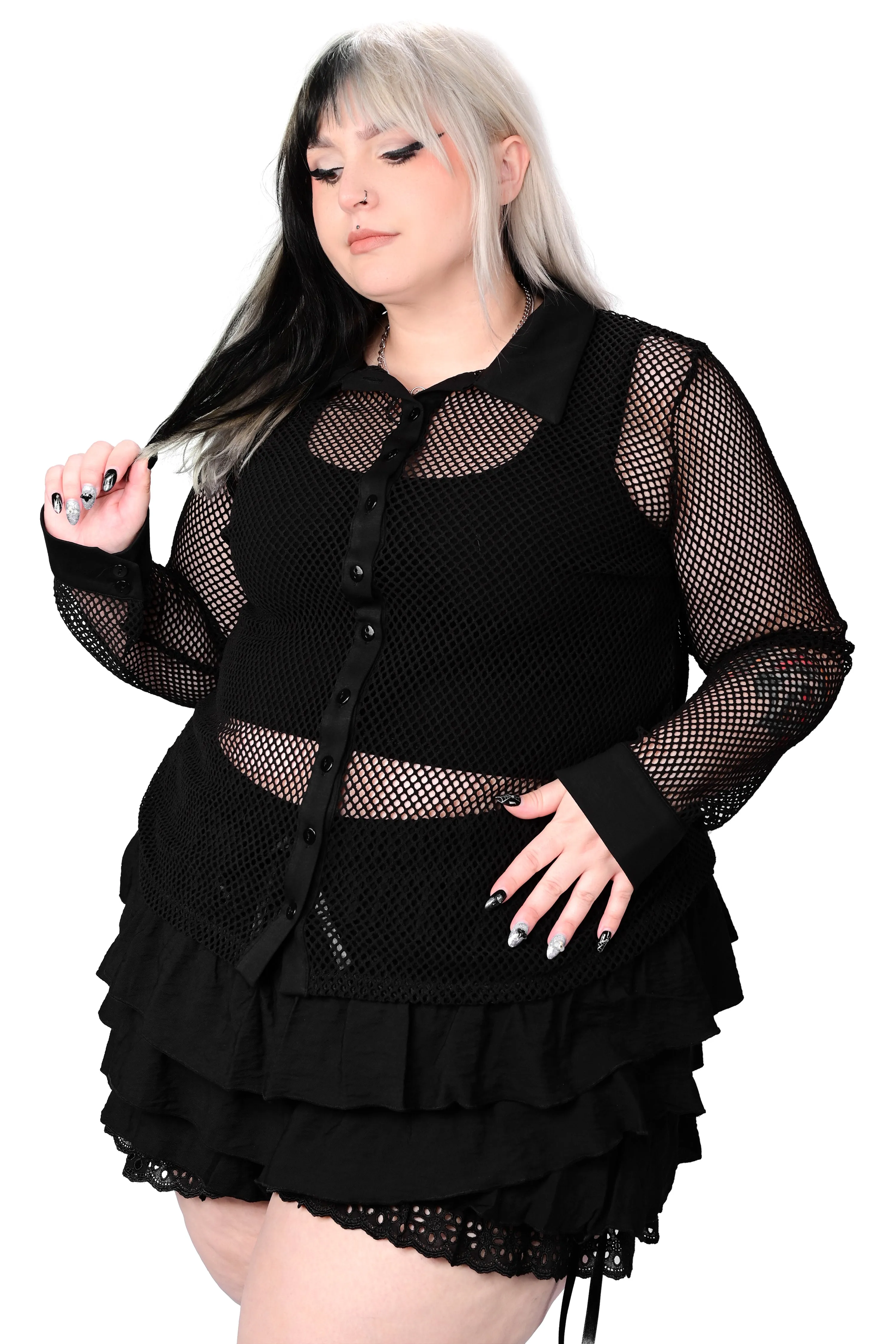 Fishnet Button Up Shirt