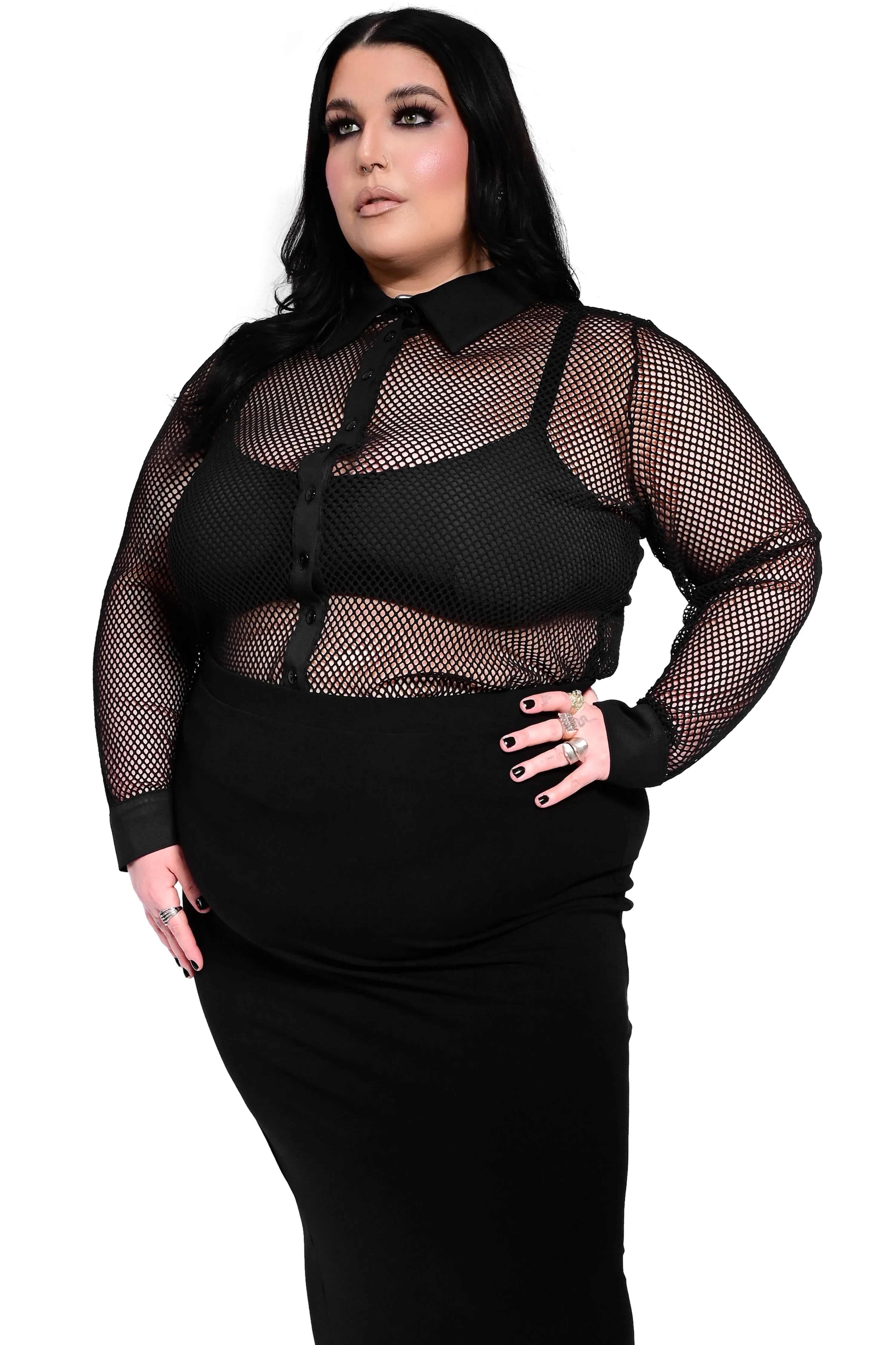 Fishnet Button Up Shirt