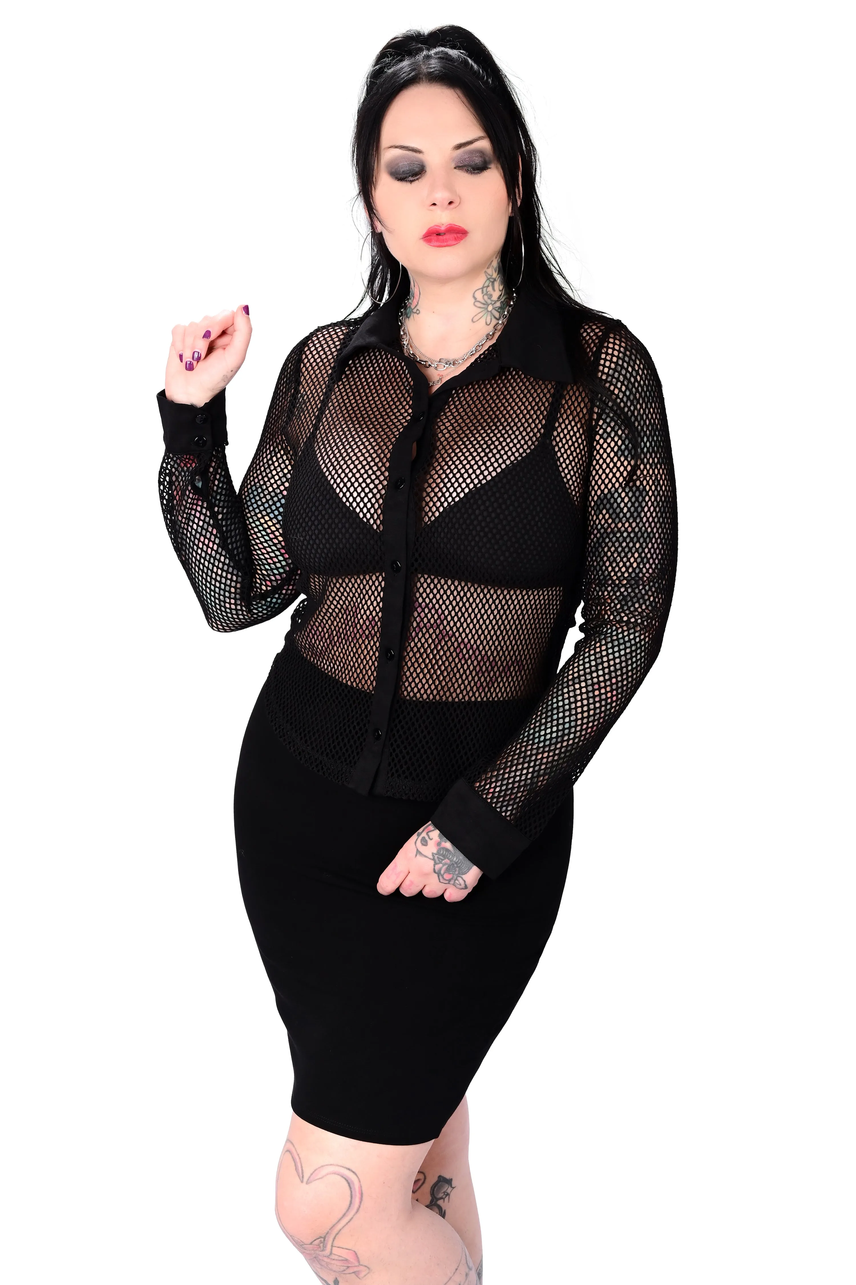 Fishnet Button Up Shirt