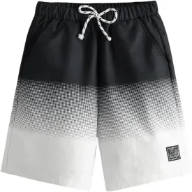 Floerns Boy's Patchwork Drawstring Waist Printed Summer Boho Track Shorts