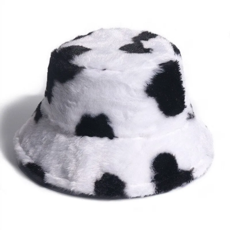 FOXMOTHER New Outdoor Warm Lamb Faux Fur Bucket Hat Black Solid Fluffy Fishing Cap Panama Bob Fisherman Gorros Women Winter 2022