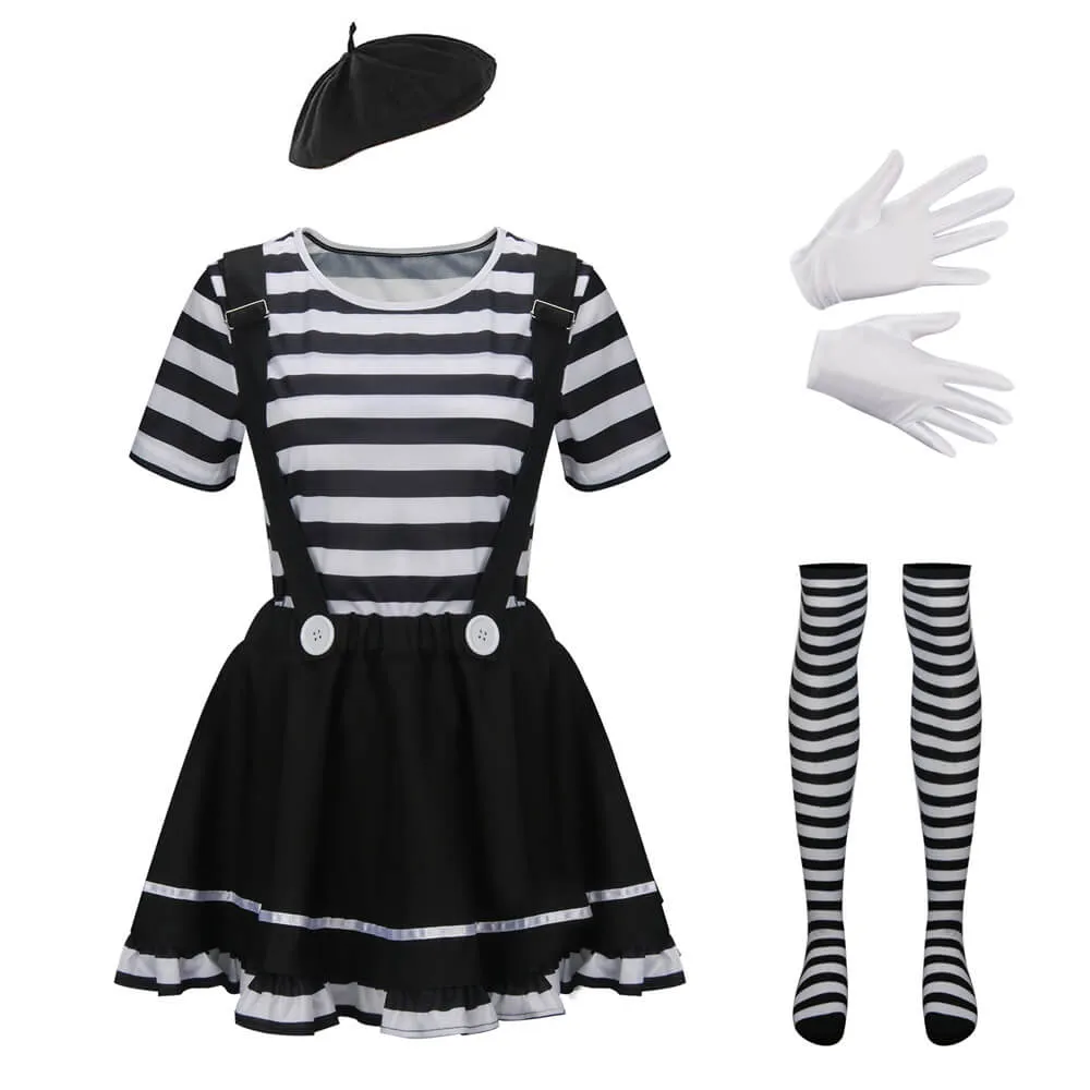 French Mime Costume for Women Halloween Outfits