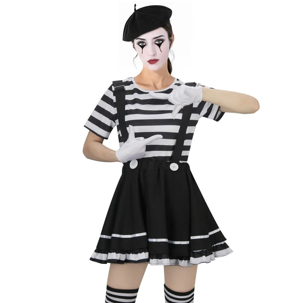 French Mime Costume for Women Halloween Outfits