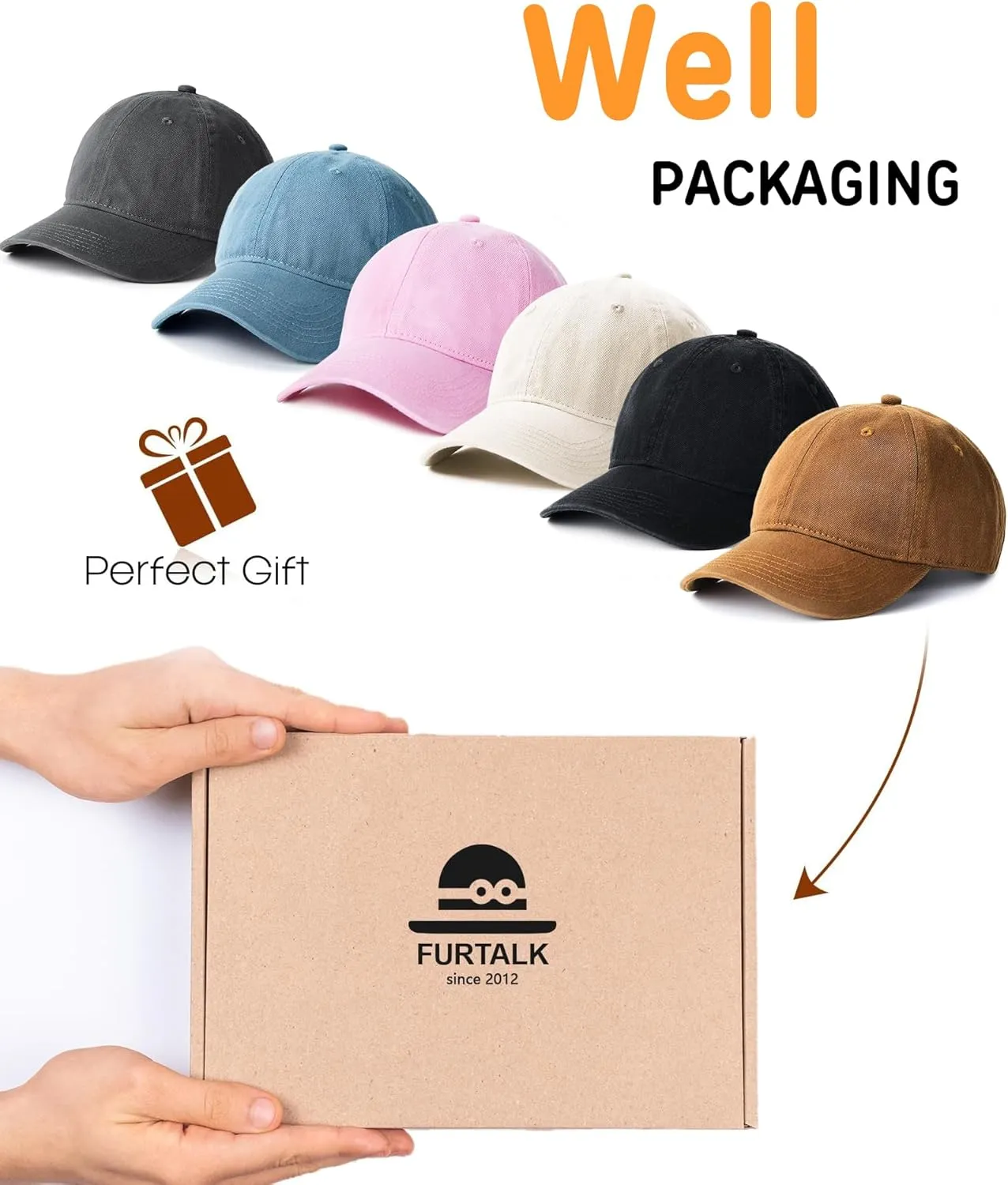 FURTALK Toddler Baseball Hat Kids Boys Girls Adjustable Washed Cotton Baseball Cap with Ponytail