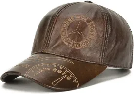 Gudessly Adjustable Men's Genuine Cowhide Leather Baseball Cap for Fall Winter Outdoor Sports Hat