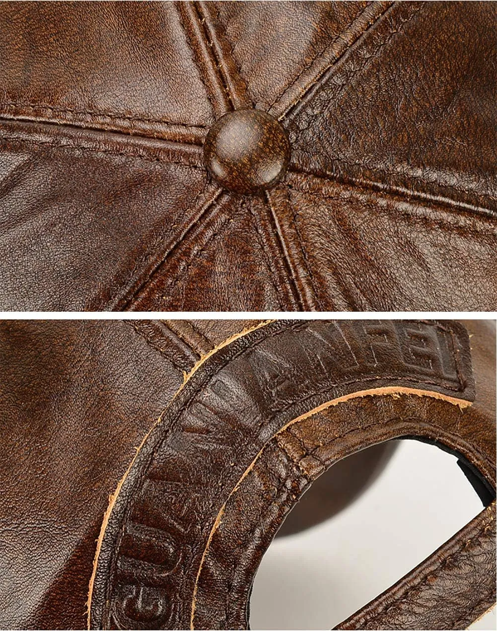 Gudessly Adjustable Men's Genuine Cowhide Leather Baseball Cap for Fall Winter Outdoor Sports Hat