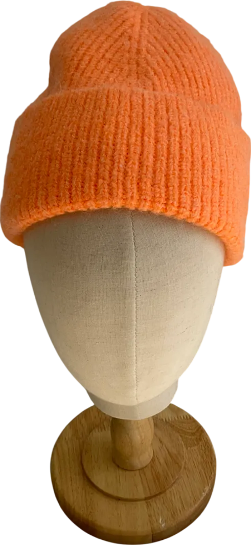 H&M Orange Knitted Beanie Hat One Size