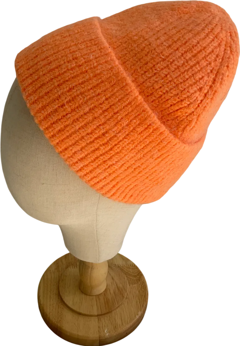 H&M Orange Knitted Beanie Hat One Size