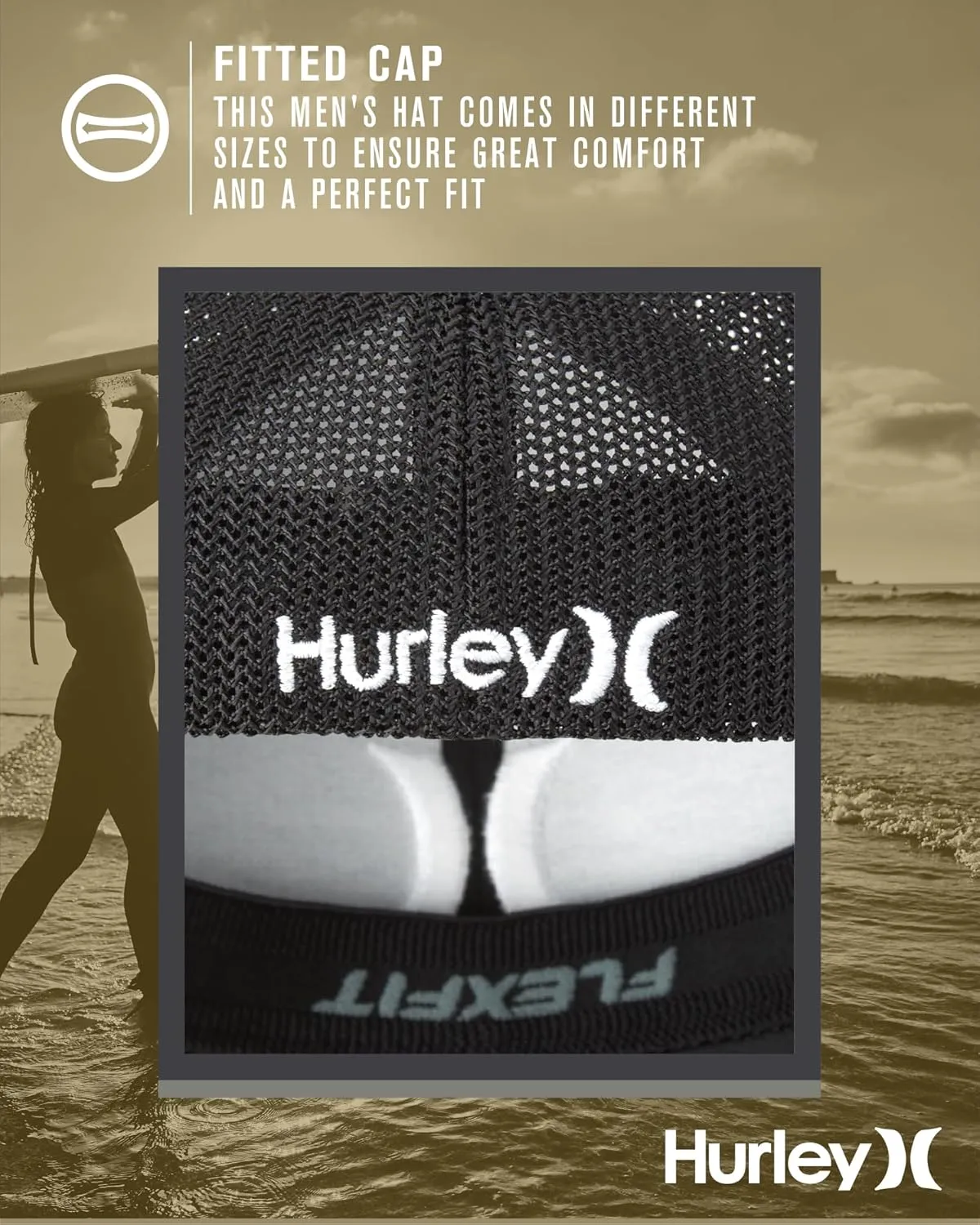Hurley Men's Hat - Laguna Icon Mesh Fitted Trucker Cap