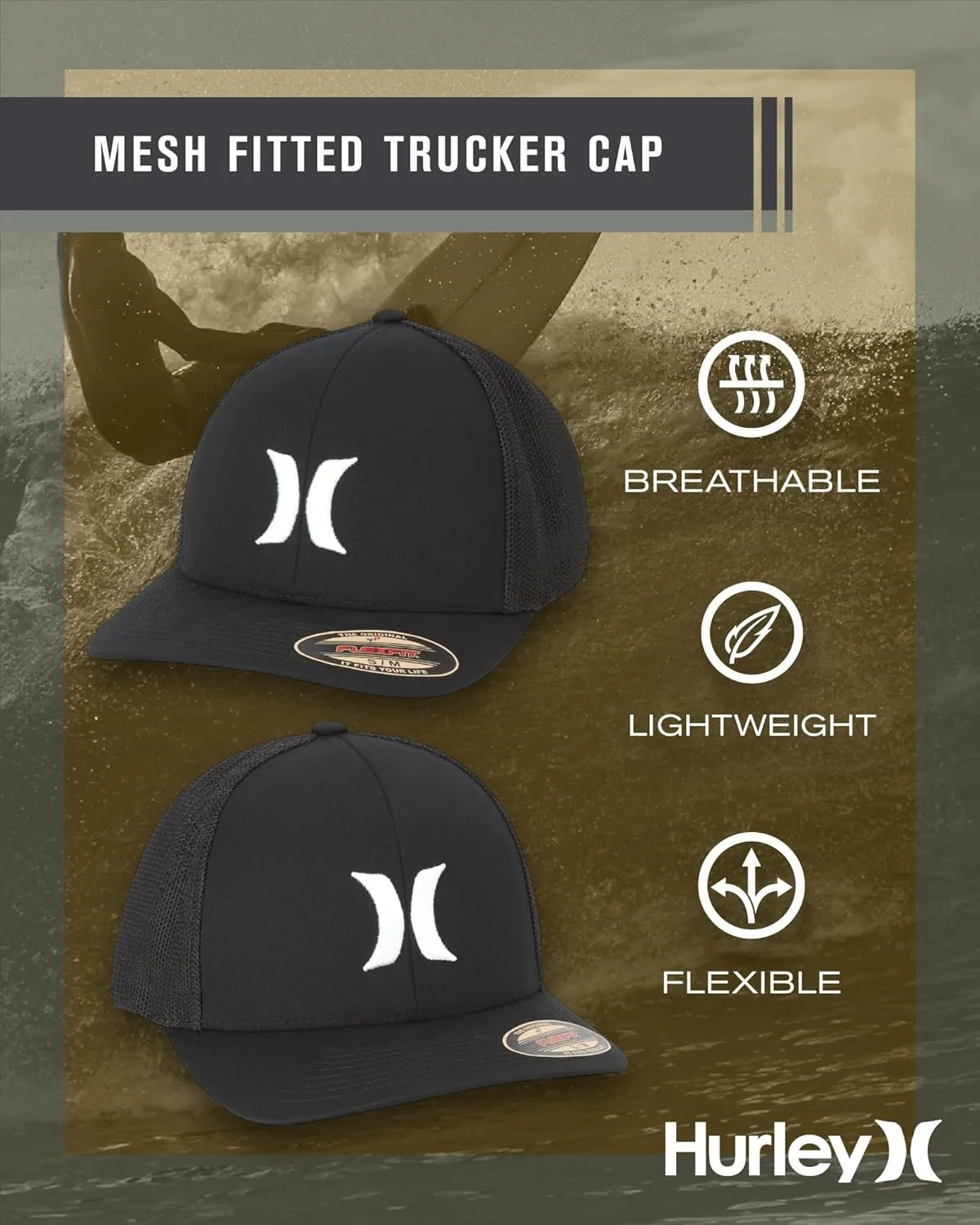 Hurley Men's Hat - Laguna Icon Mesh Fitted Trucker Cap