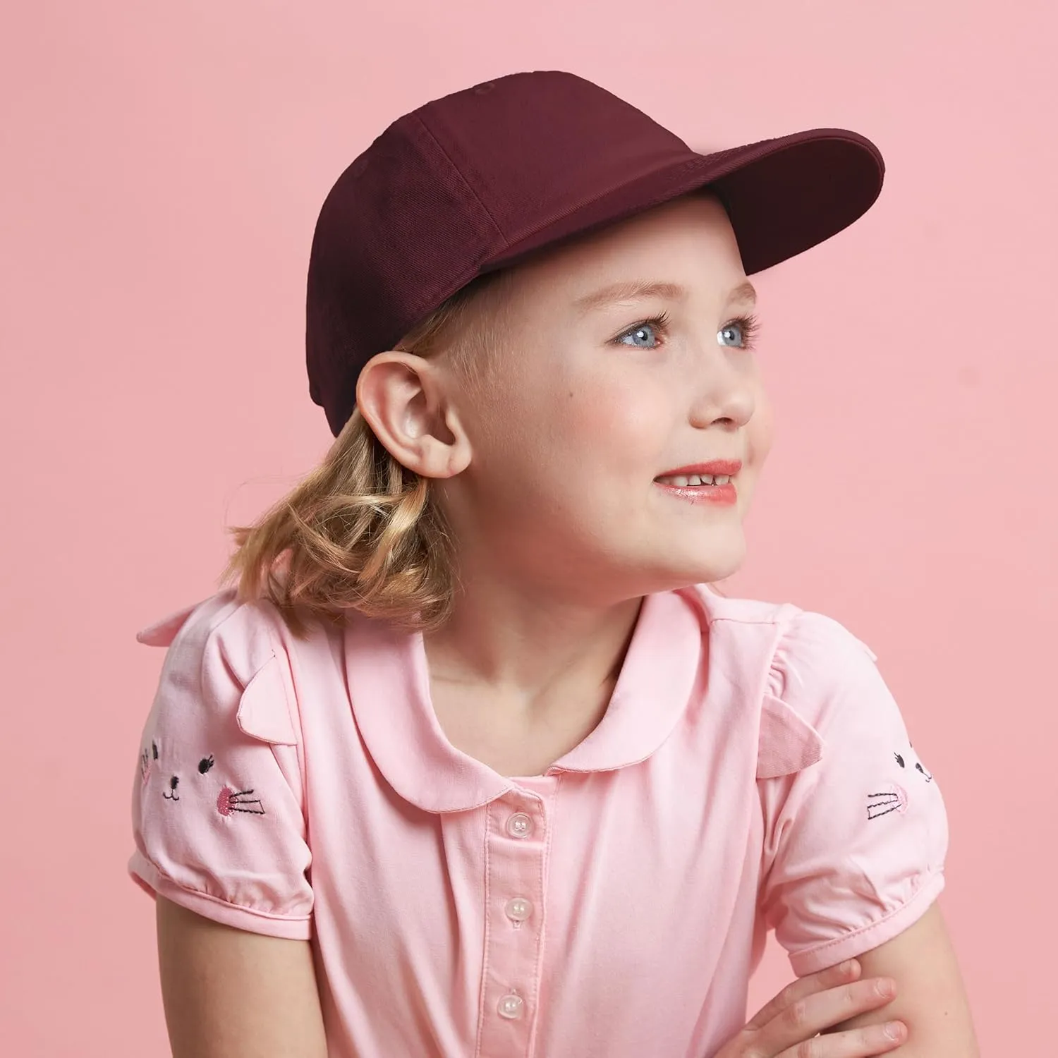 Kids Washed Low Profile Cotton and Denim UPF 50  Plain Baseball Cap Hat