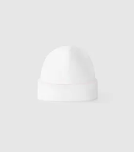 Laranjinha Baby Girls White & Pink Trim Cotton Hat
