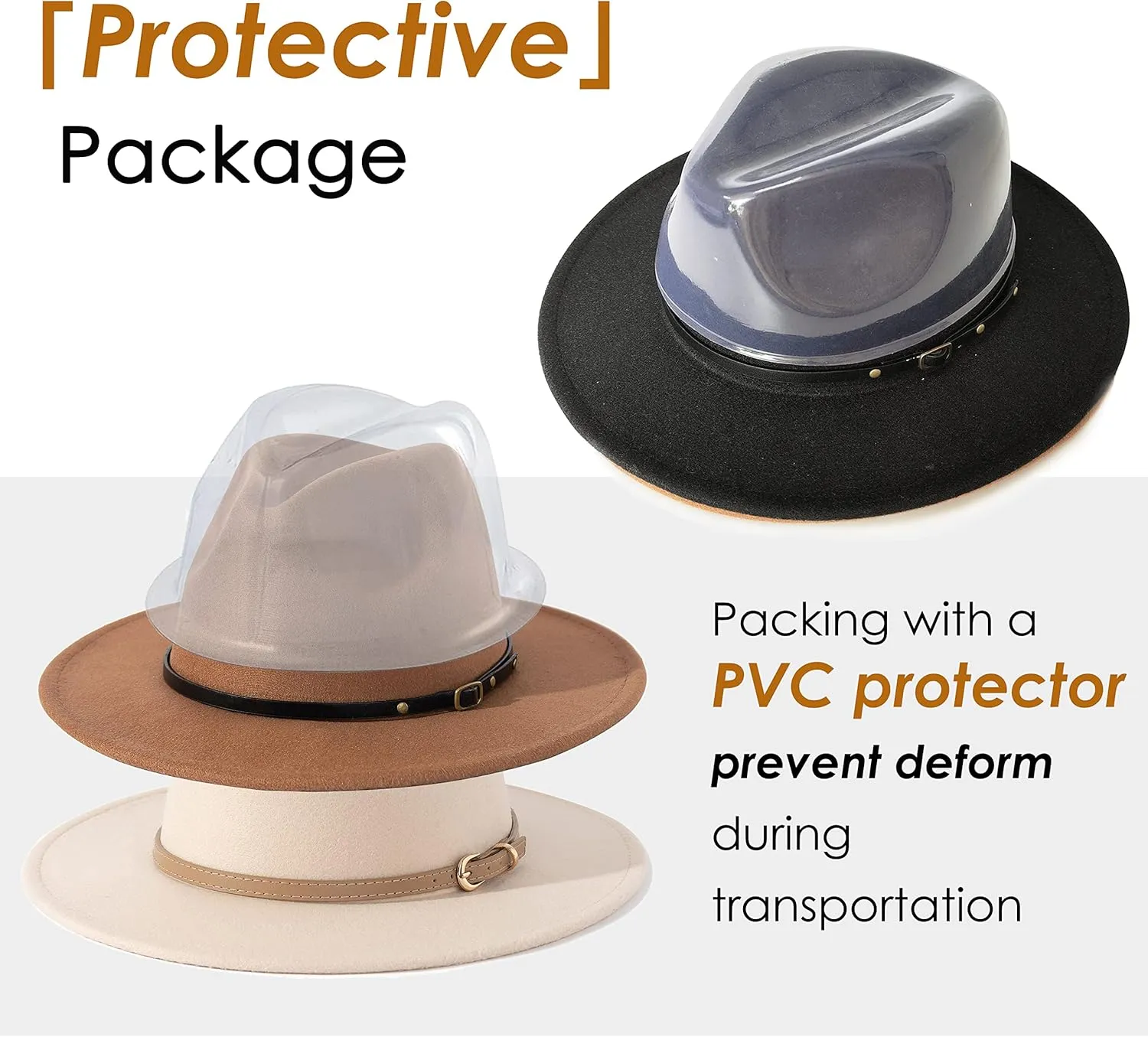 Lisianthus 2 Pack Women & Men Classic Wide Brim Belt Buckle Fedora Hat