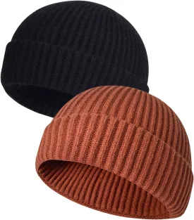MAIAGO Fisherman Beanie for Men Women, Knit Cuff Beanie Cap Short Beanie Hat, Winter Warm Hats