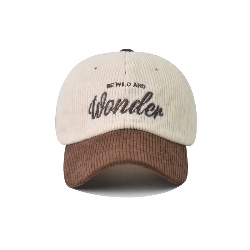 Men Baseball Cap Corduroy Cotton Patchwork Hats Women Winter Letter Embroidery Baseball Hats Autumn Thick Warm Visor Casual Cap