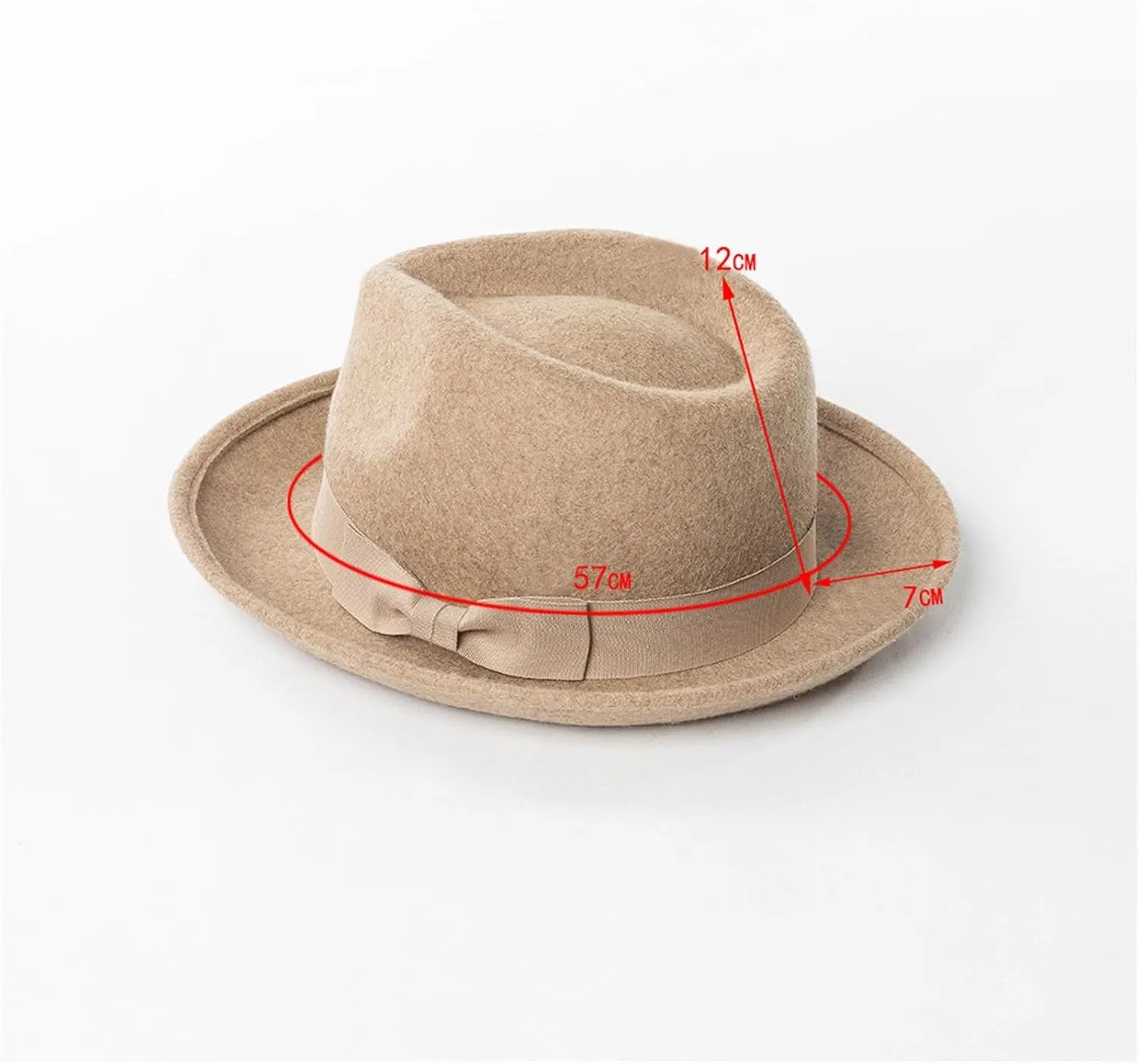 Men Women Fedora Hat Vintage Rolled Short Brim Wool Panama Hat Trilby Cap