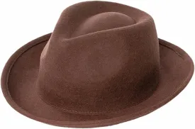 Men Women Fedora Hat Vintage Rolled Short Brim Wool Panama Hat Trilby Cap