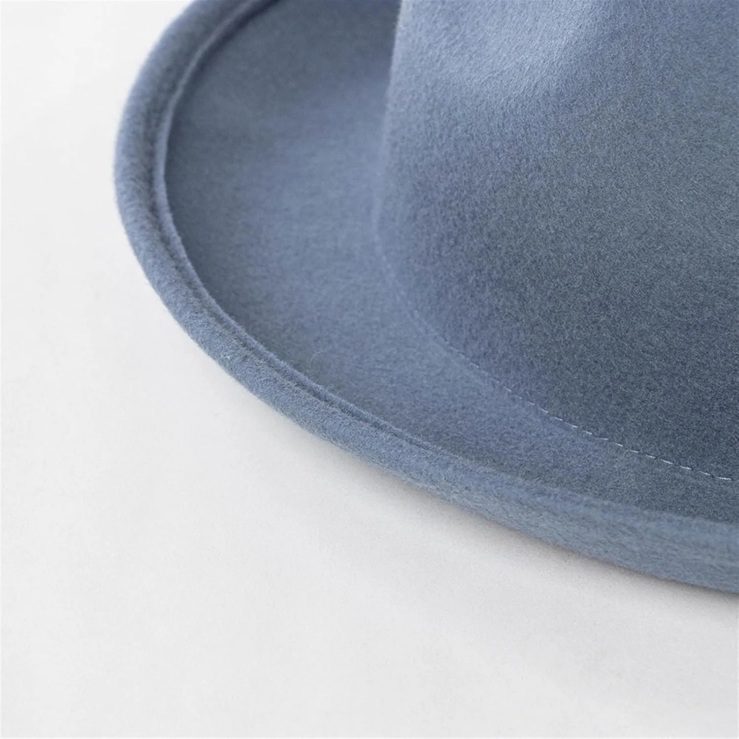 Men Women Fedora Hat Vintage Rolled Short Brim Wool Panama Hat Trilby Cap