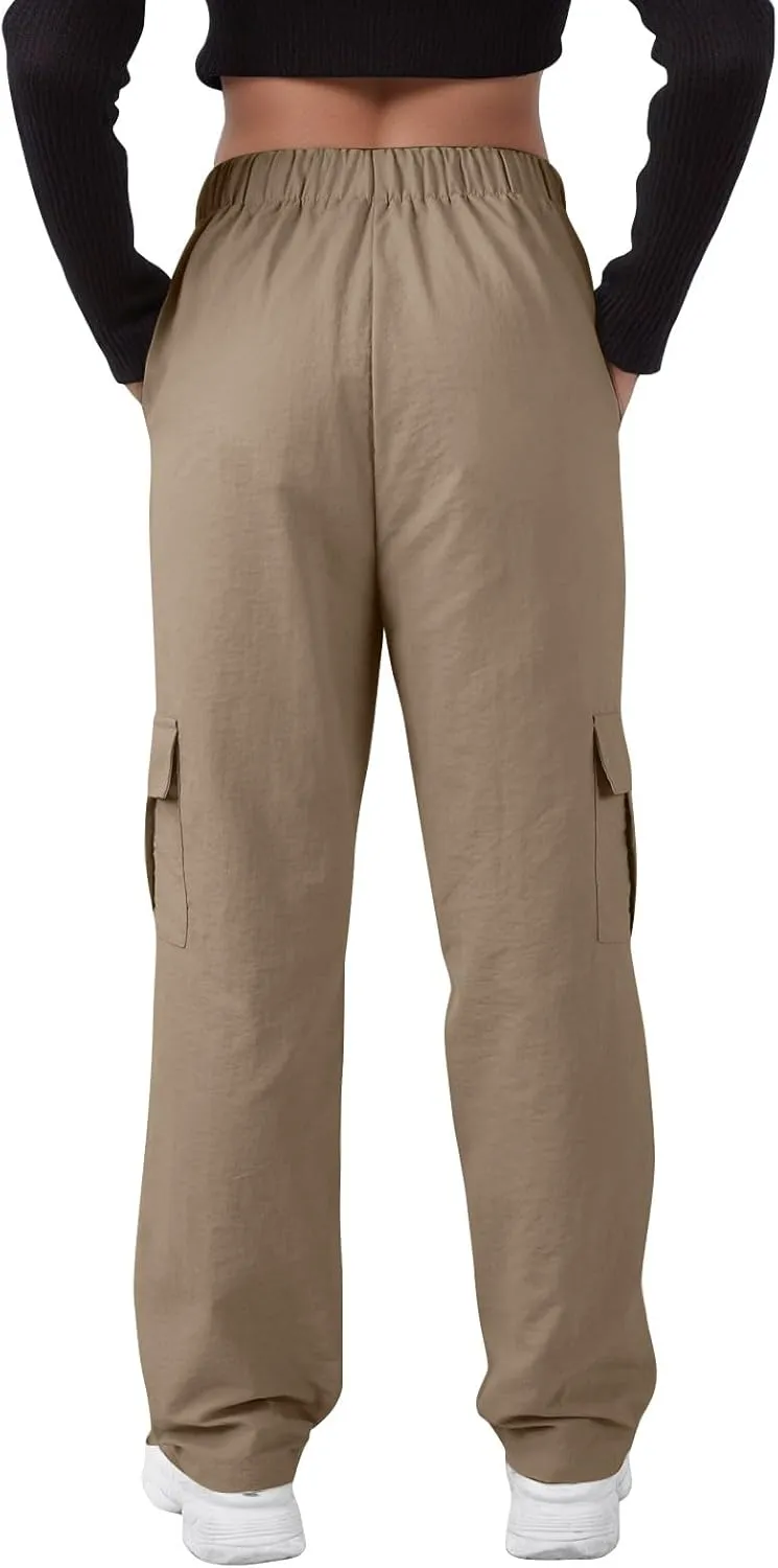 midelxp Bagyg Cargo Pants Women High Waisted Quick Dry Hiking Pants with Pockets Summer Lightweight Athletic Parachute Pant