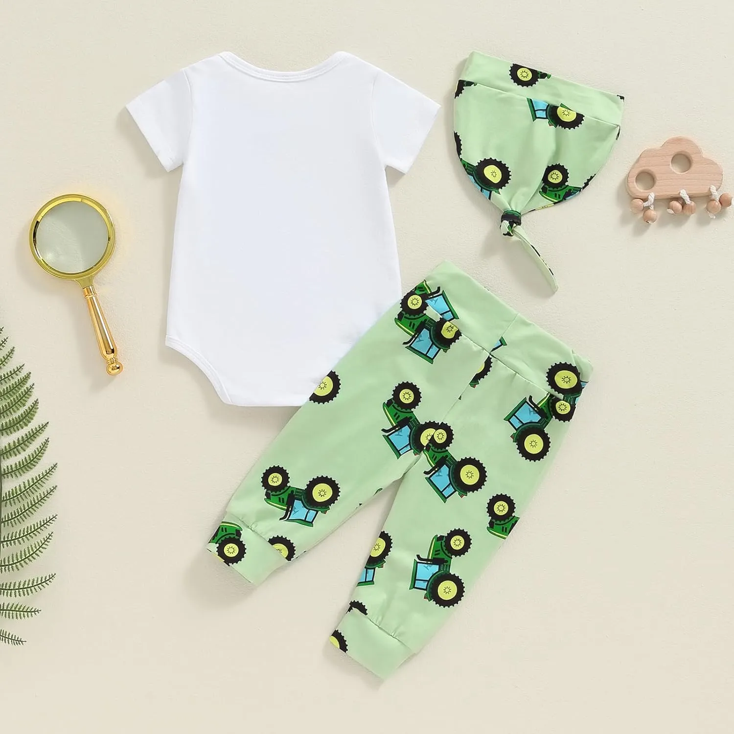 Newborn Baby Boy Farm Outfits Letter Print Romper   Pants   Hat 3PCS Cute Infant Boy's Clothes Set