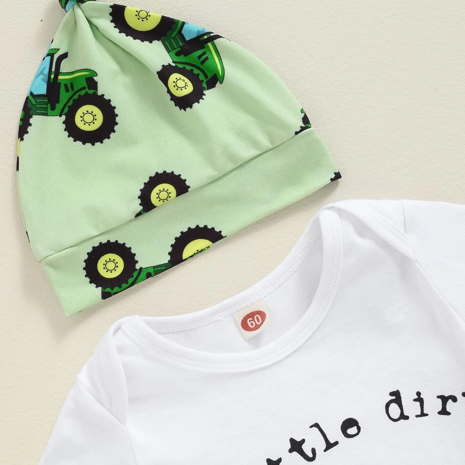 Newborn Baby Boy Farm Outfits Letter Print Romper   Pants   Hat 3PCS Cute Infant Boy's Clothes Set