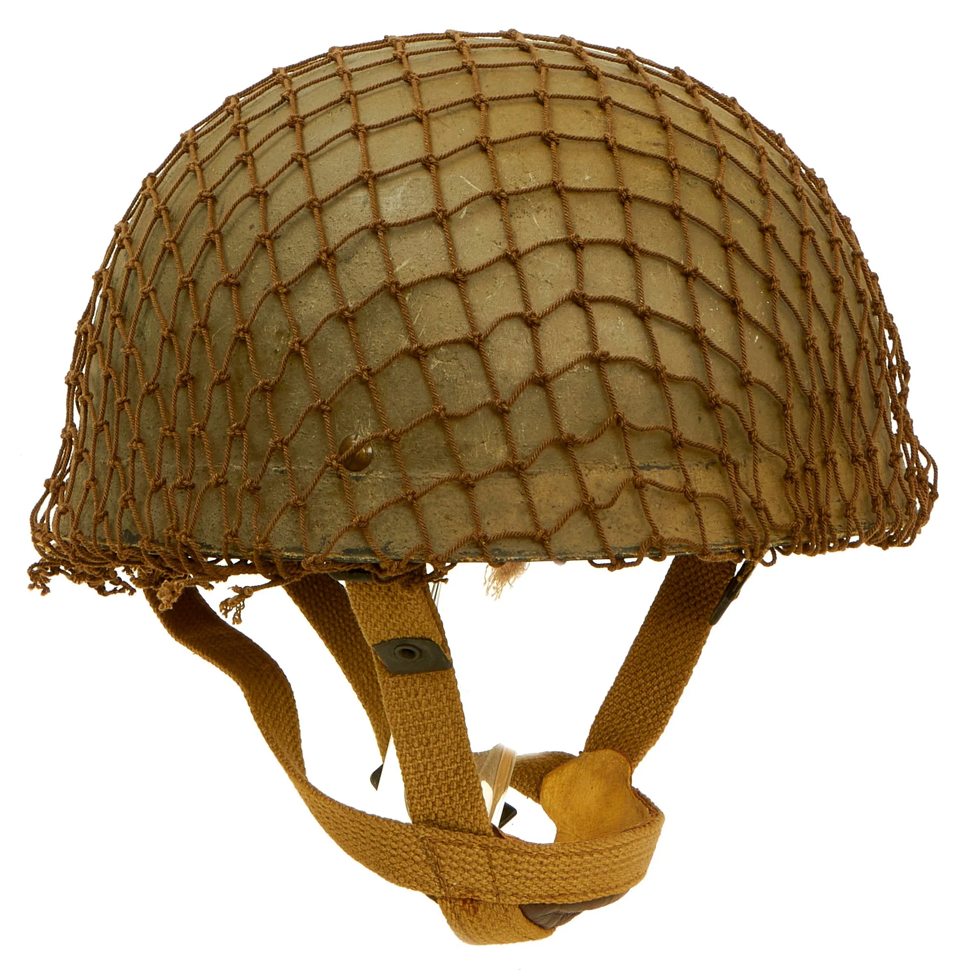 Original WWII British MKI HSAT Airborne Paratrooper Helmet by BMB with Net - Dated 1942