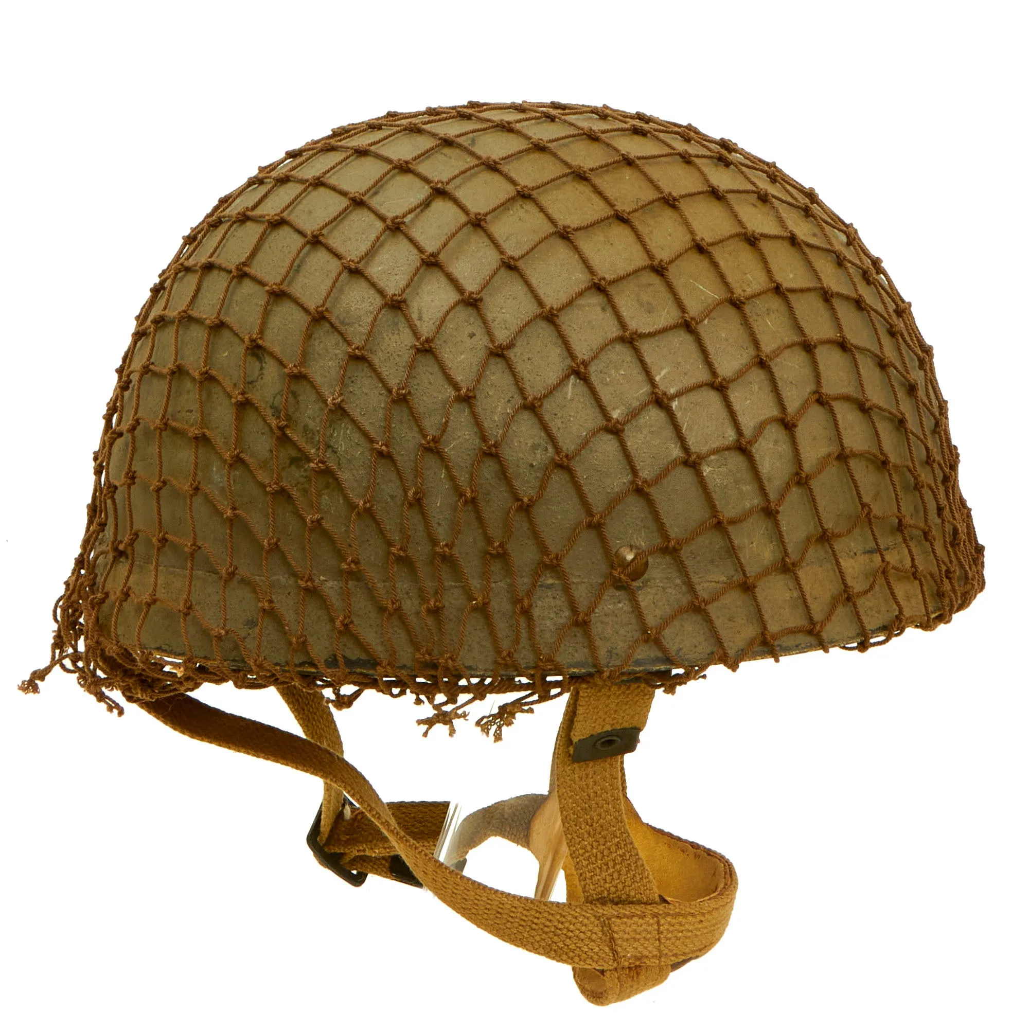 Original WWII British MKI HSAT Airborne Paratrooper Helmet by BMB with Net - Dated 1942