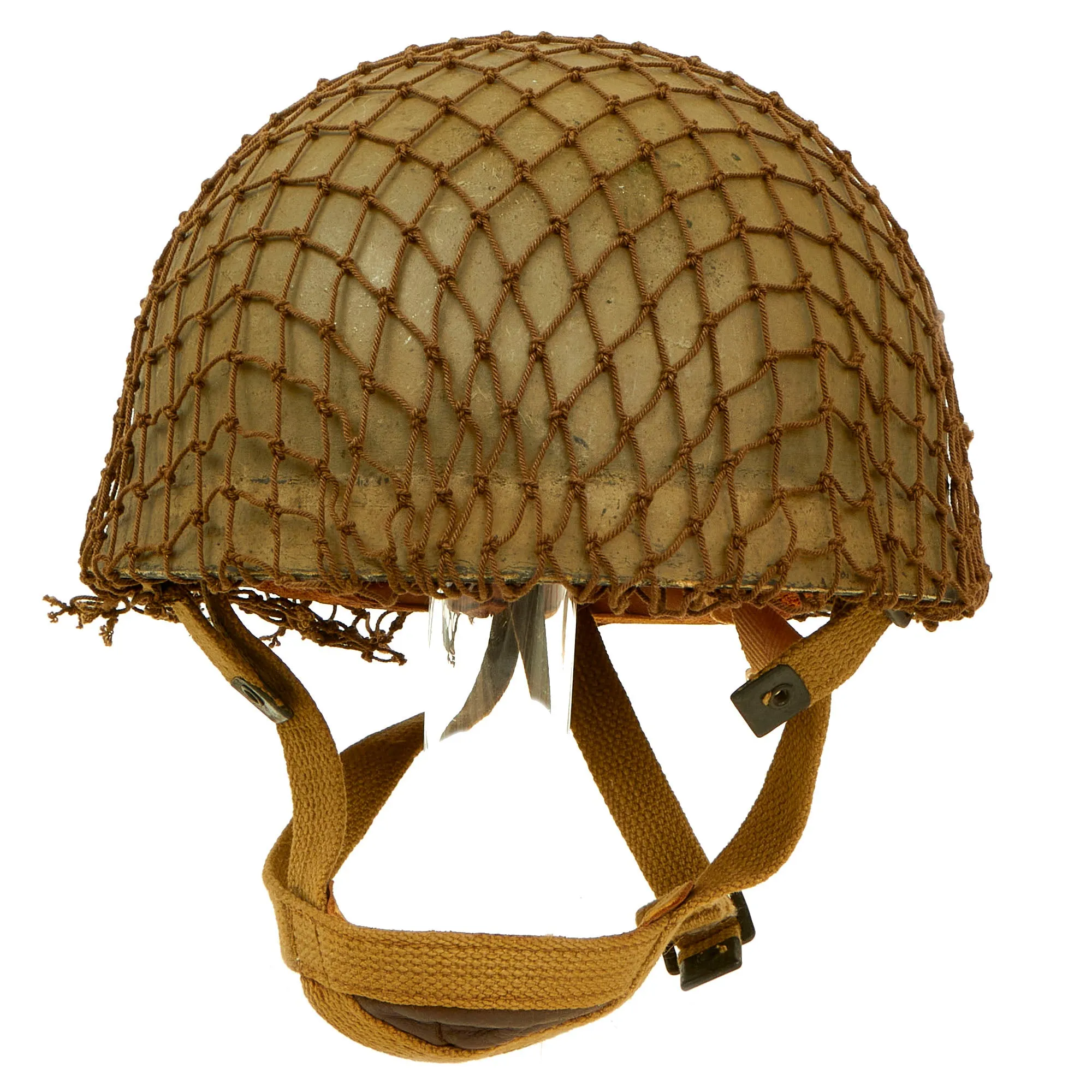 Original WWII British MKI HSAT Airborne Paratrooper Helmet by BMB with Net - Dated 1942