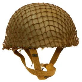 Original WWII British MKI HSAT Airborne Paratrooper Helmet by BMB with Net - Dated 1942